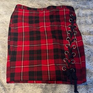 Chic Tartan Lace-Up Mini Skirt
